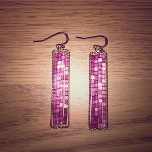 Magenta beaded earrings